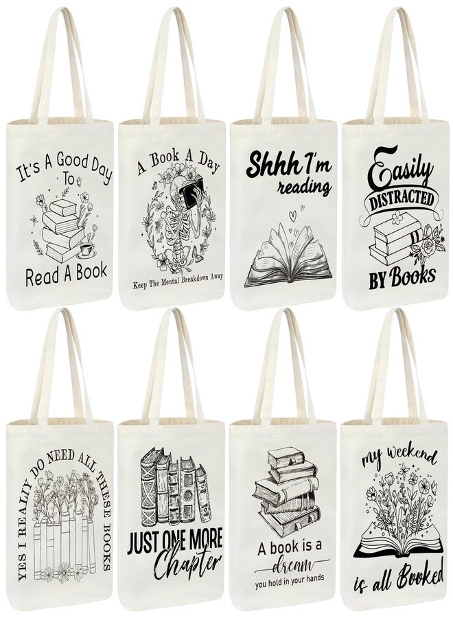 مجموعة حقائب حمل الكتب القماشية من SilTriangle، 8 قطع، هدية مثالية لعشاق الكتب في المكتبات، حقيبة قماشية قابلة لإعادة الاستخدام للنساء والرجال ومحبي القراءة والمعلمين وأمناء المكتبات. - Image 1